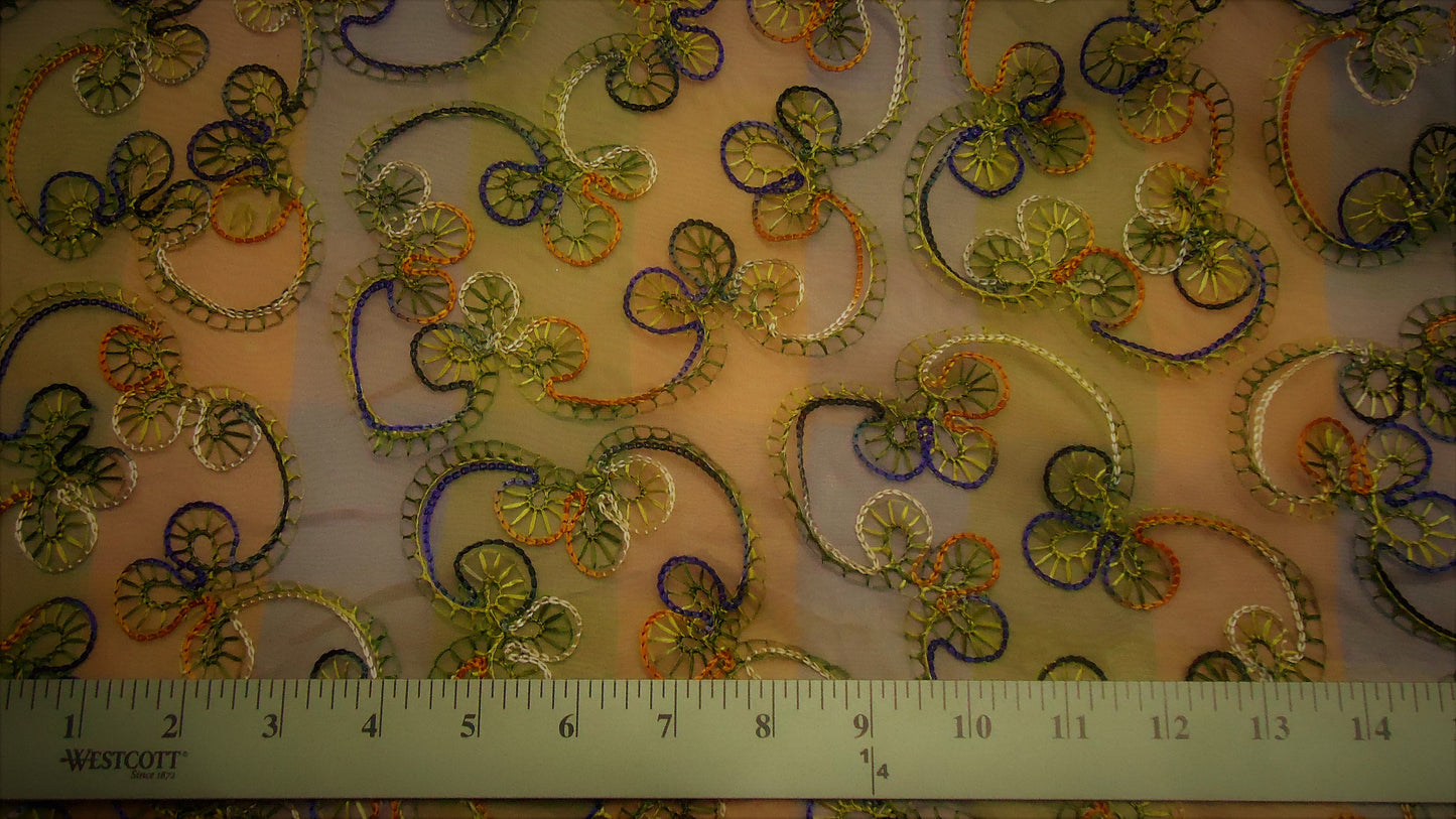 Colorful Silk Clover Patterned Organza