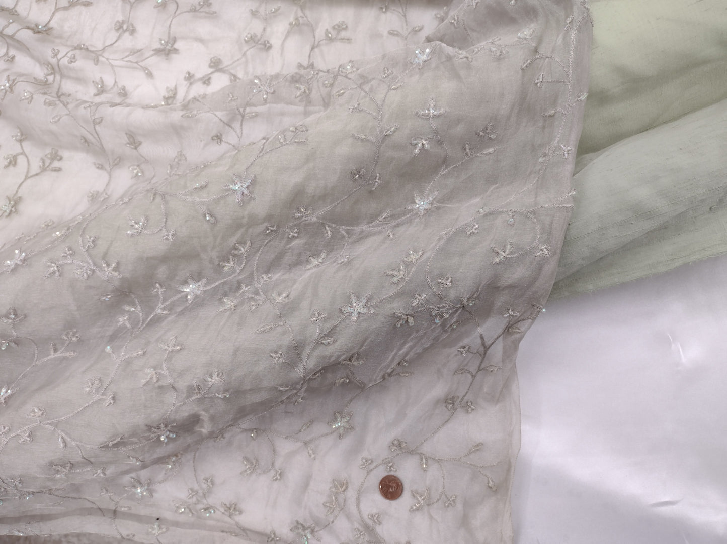 SILK & Metallic Organdy Embellished Beaded