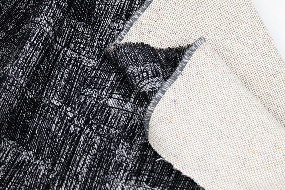 Italian Designer Wool Noir Mosaic Jacquard, Black/White