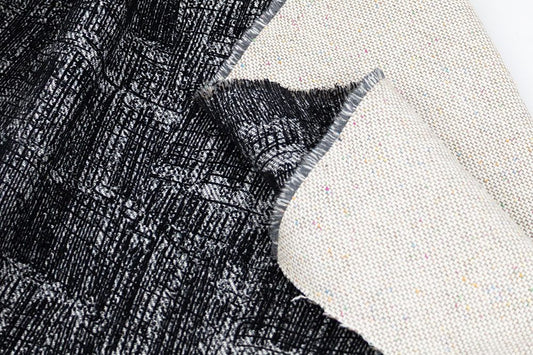 Italian Designer Wool Noir Mosaic Jacquard, Black/White