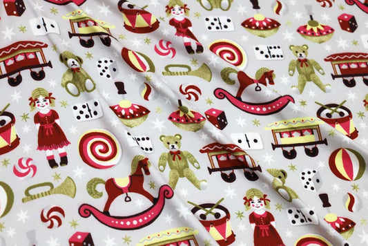 Double-Brushed Polyester Jersey Knit, Toys Silver/Gold