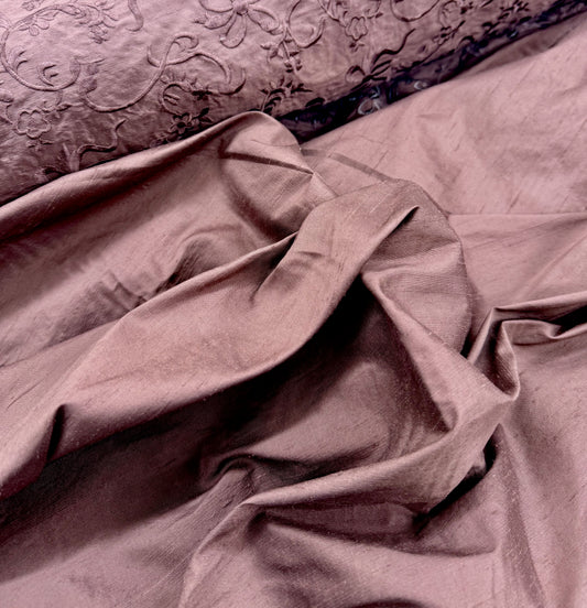 Mauve Embroidered Silk Dupioni
