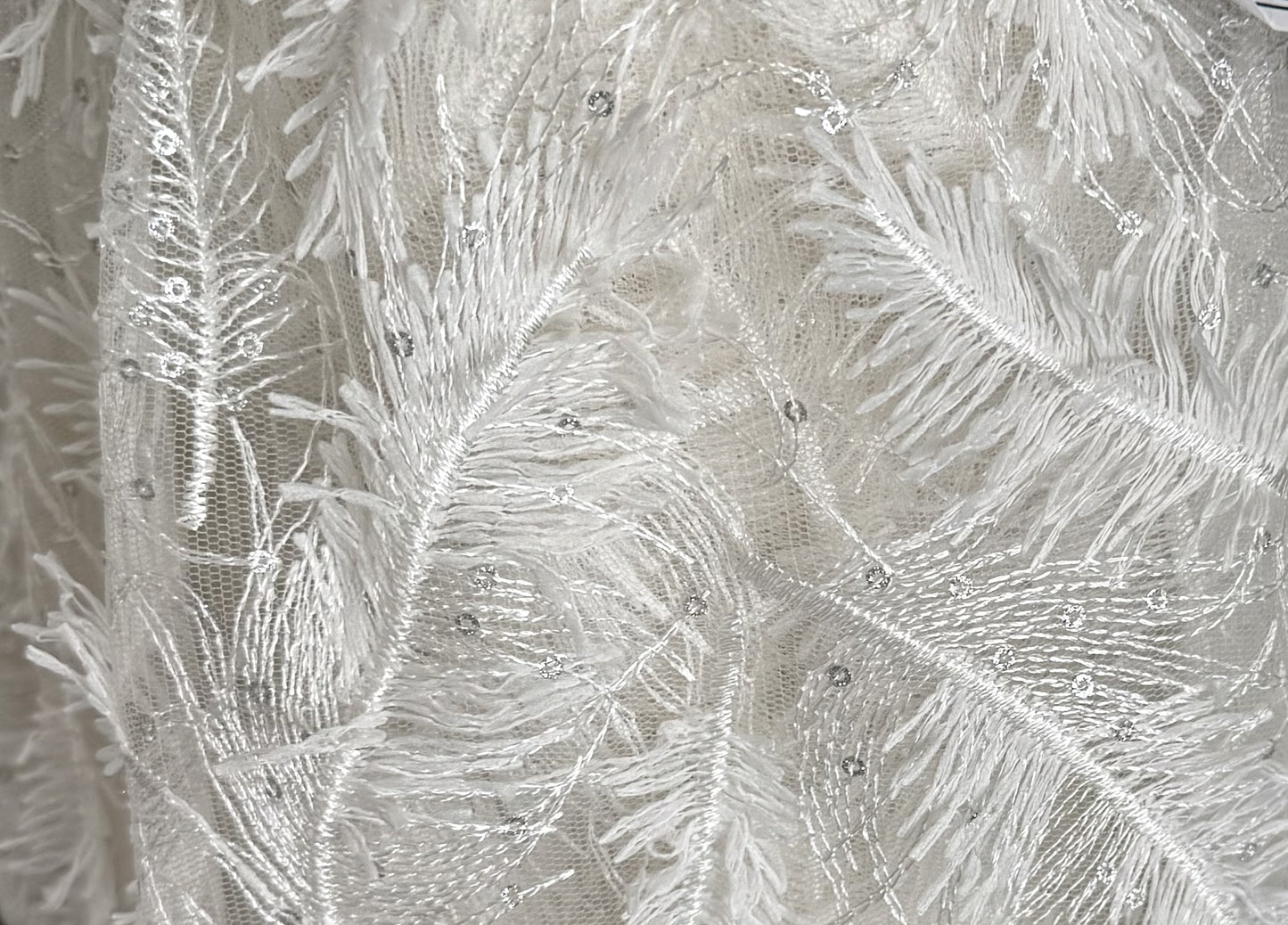 Feather-Patterned Tulle with Sequins