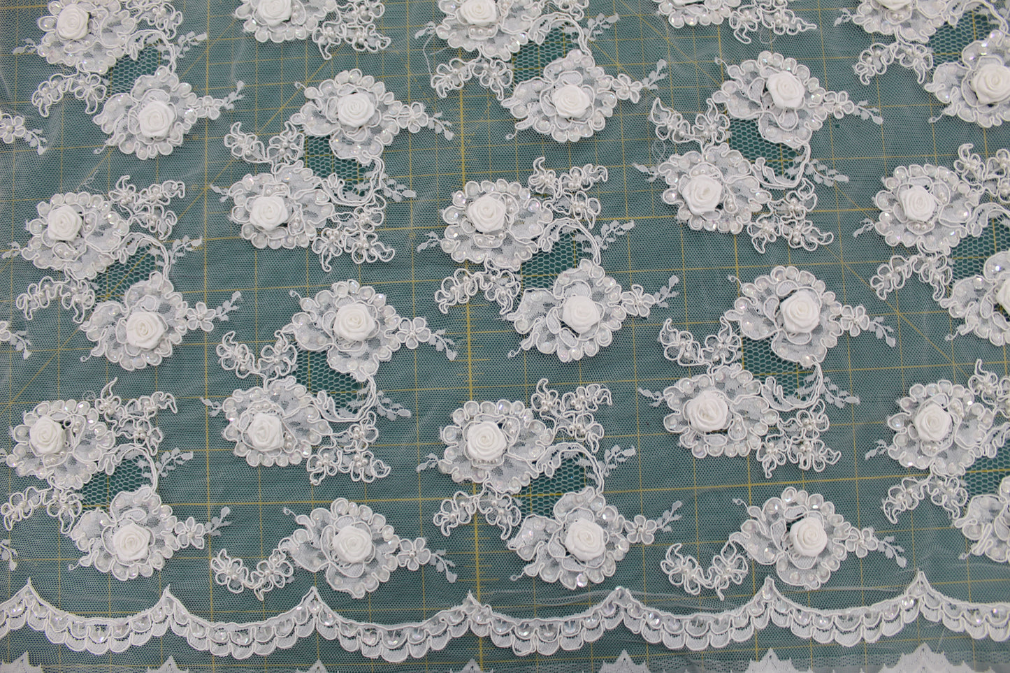 Rosebud Beaded Alencon Lace